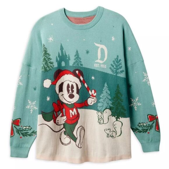 Disneyland Resort Mickey Mouse Holiday Spirit Jersey Sweater Size Large Blue - Picture 2 of 7